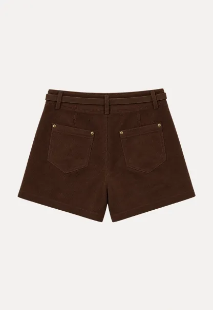 High Waist Corduroy Shorts with Belt Loop