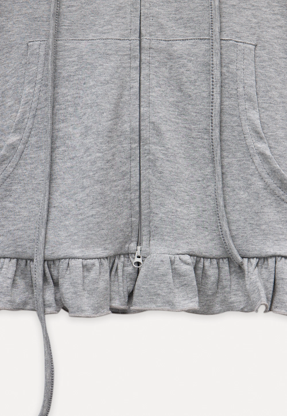 Women’s Zip-up Hoodie with Ruffled Hem