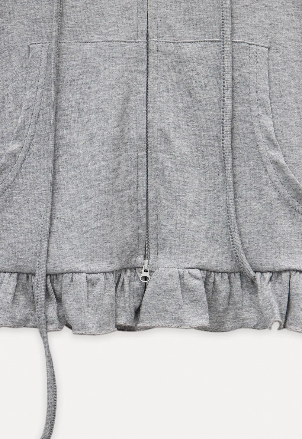Women’s Zip-up Hoodie with Ruffled Hem