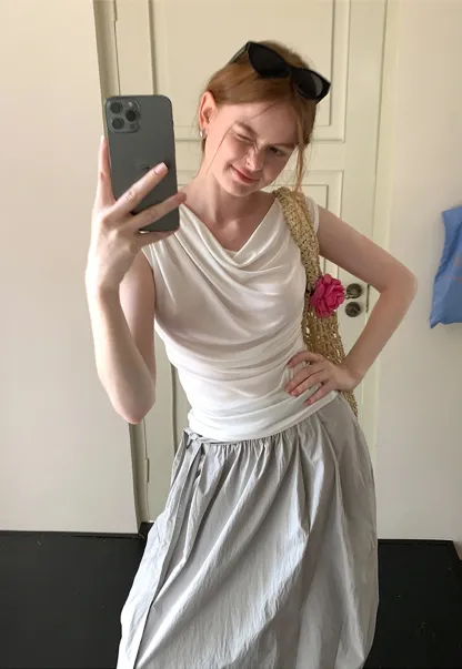 Women’s High-Waist Balloon Midi Skirt