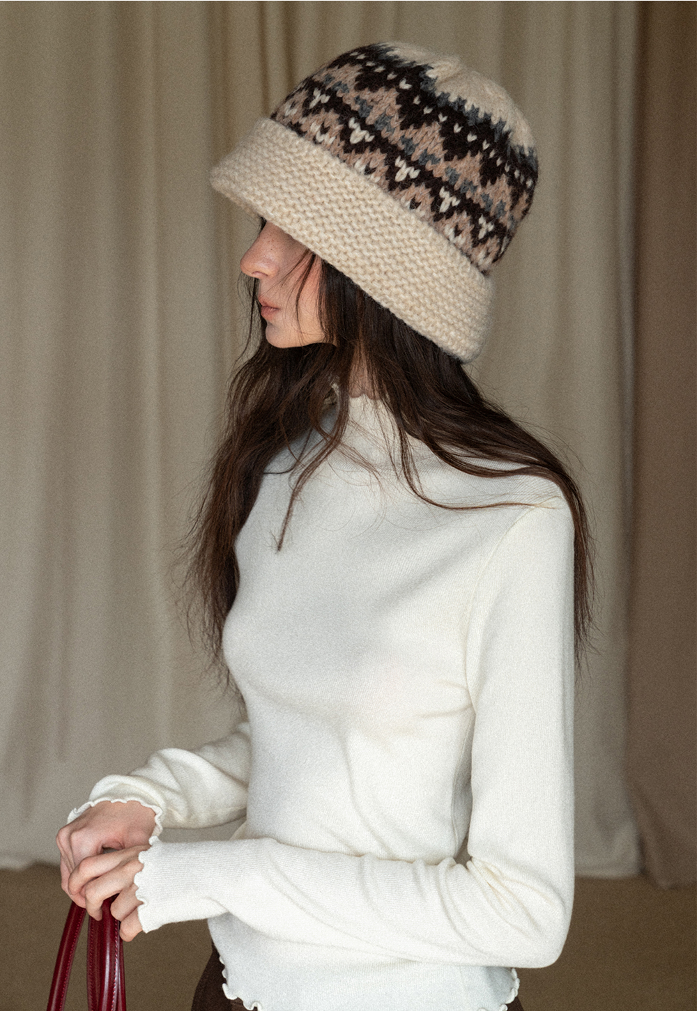 Chic Light Blue Ruffle Trim Turtleneck Sweater