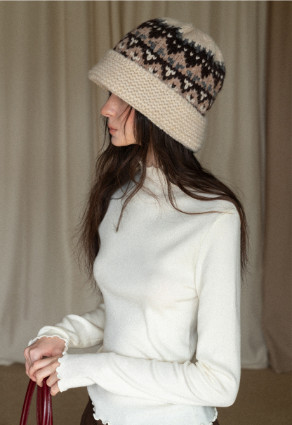 Chic Light Blue Ruffle Trim Turtleneck Sweater