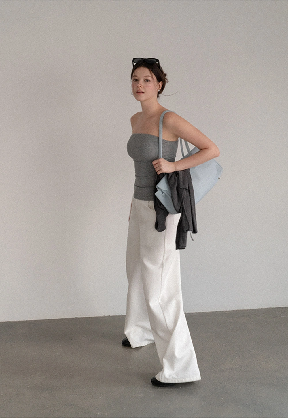 Ruched Front Strapless Tank Top