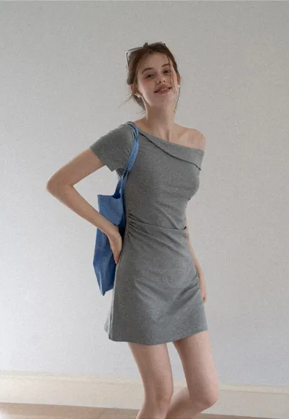 Women’s One Shoulder Polka Dot Mini Dress