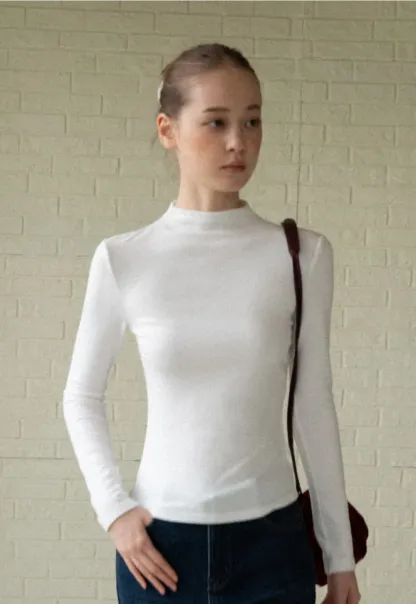 Basic Mock Neck Long Sleeve Top