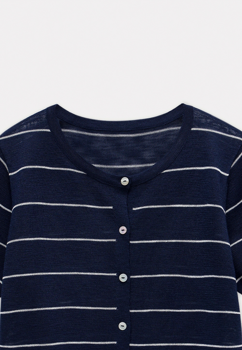 Women’s Striped Button-Down Short-Sleeve Cardigan