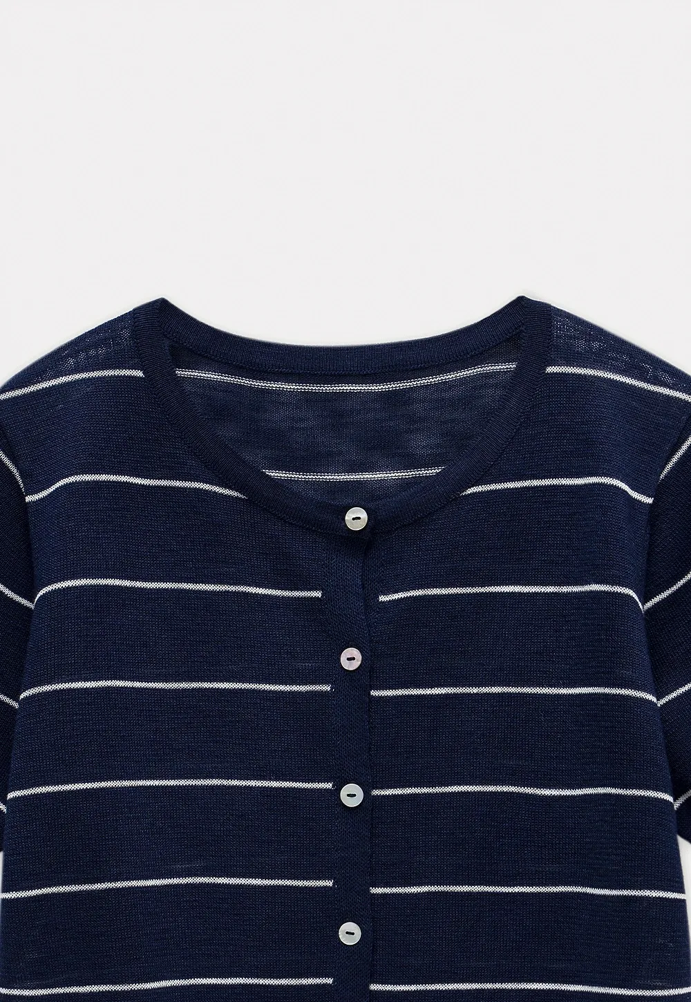 Women’s Striped Button-Down Short-Sleeve Cardigan
