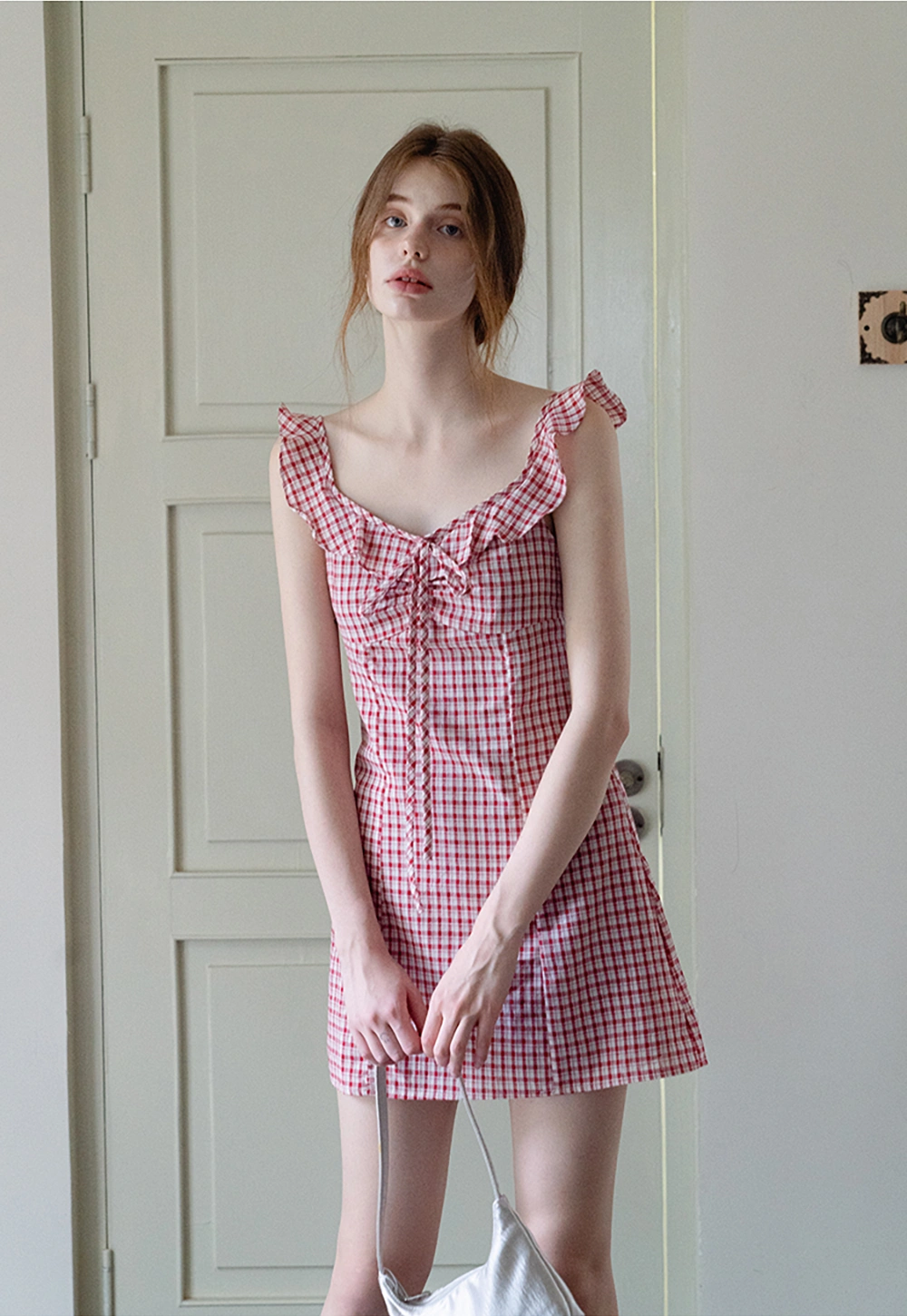 Women's Gingham Ruffle Mini Dress