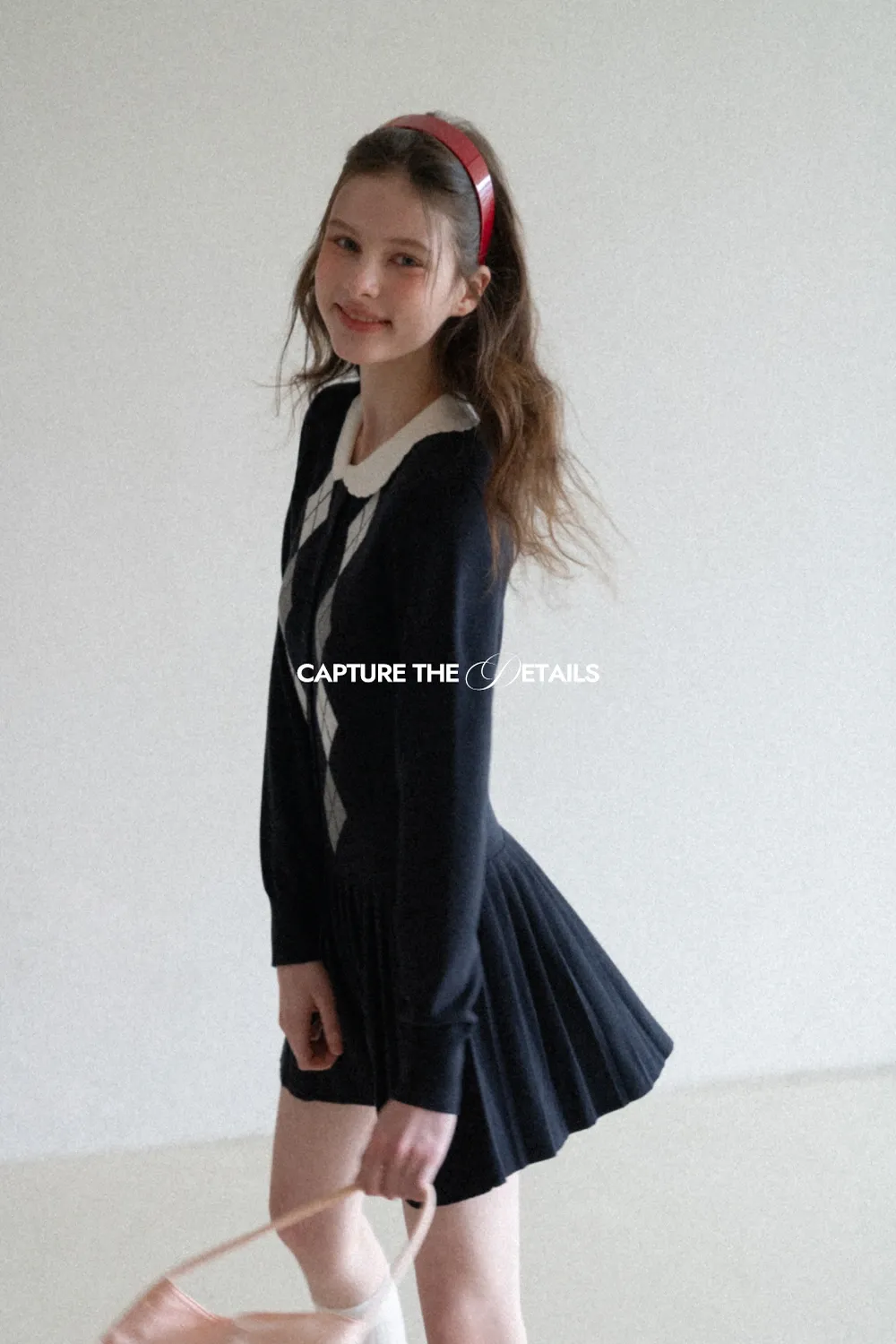 Argyle Knit Dress with Peter Pan Collar