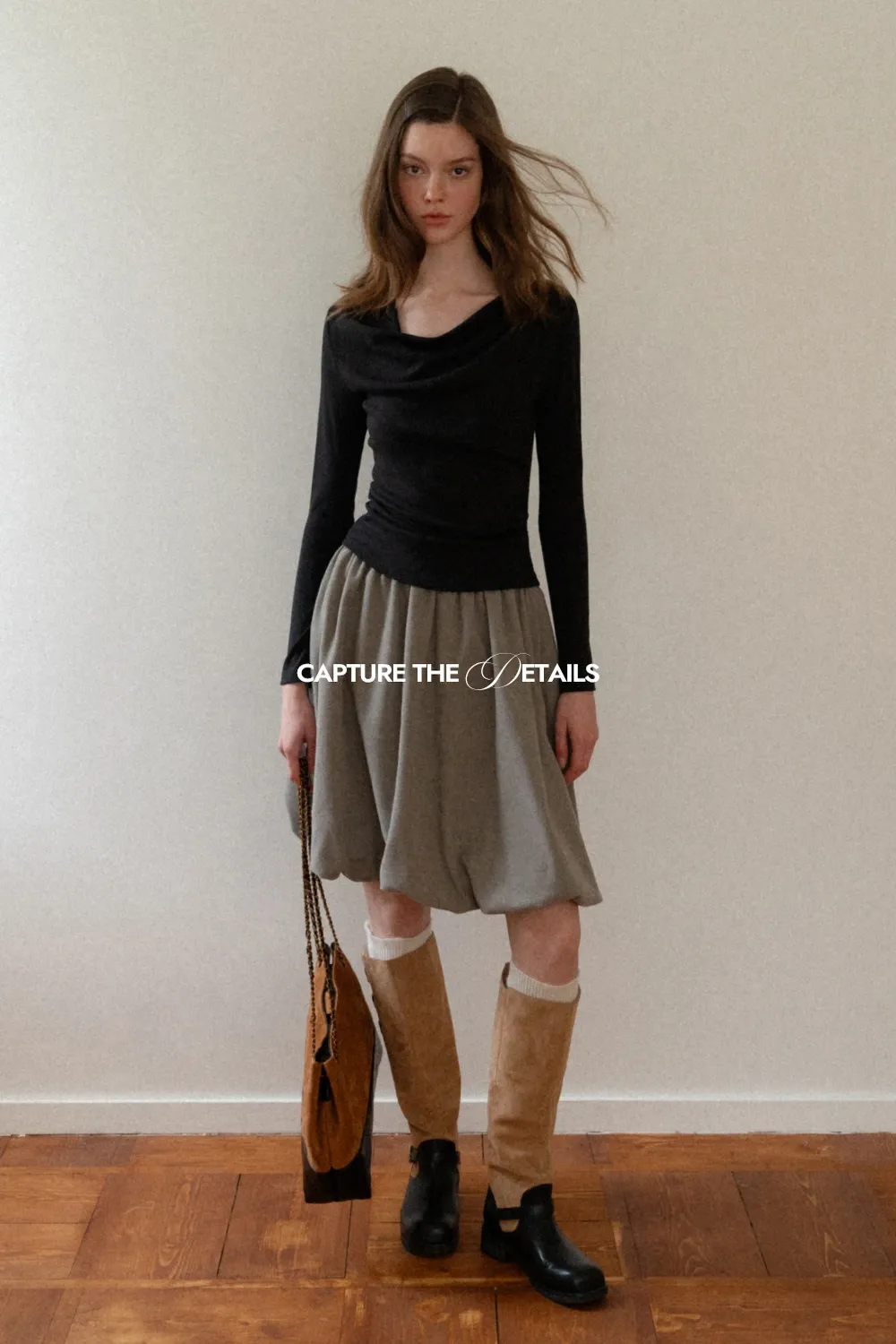 Womens Long Sleeve Drape Neck Top