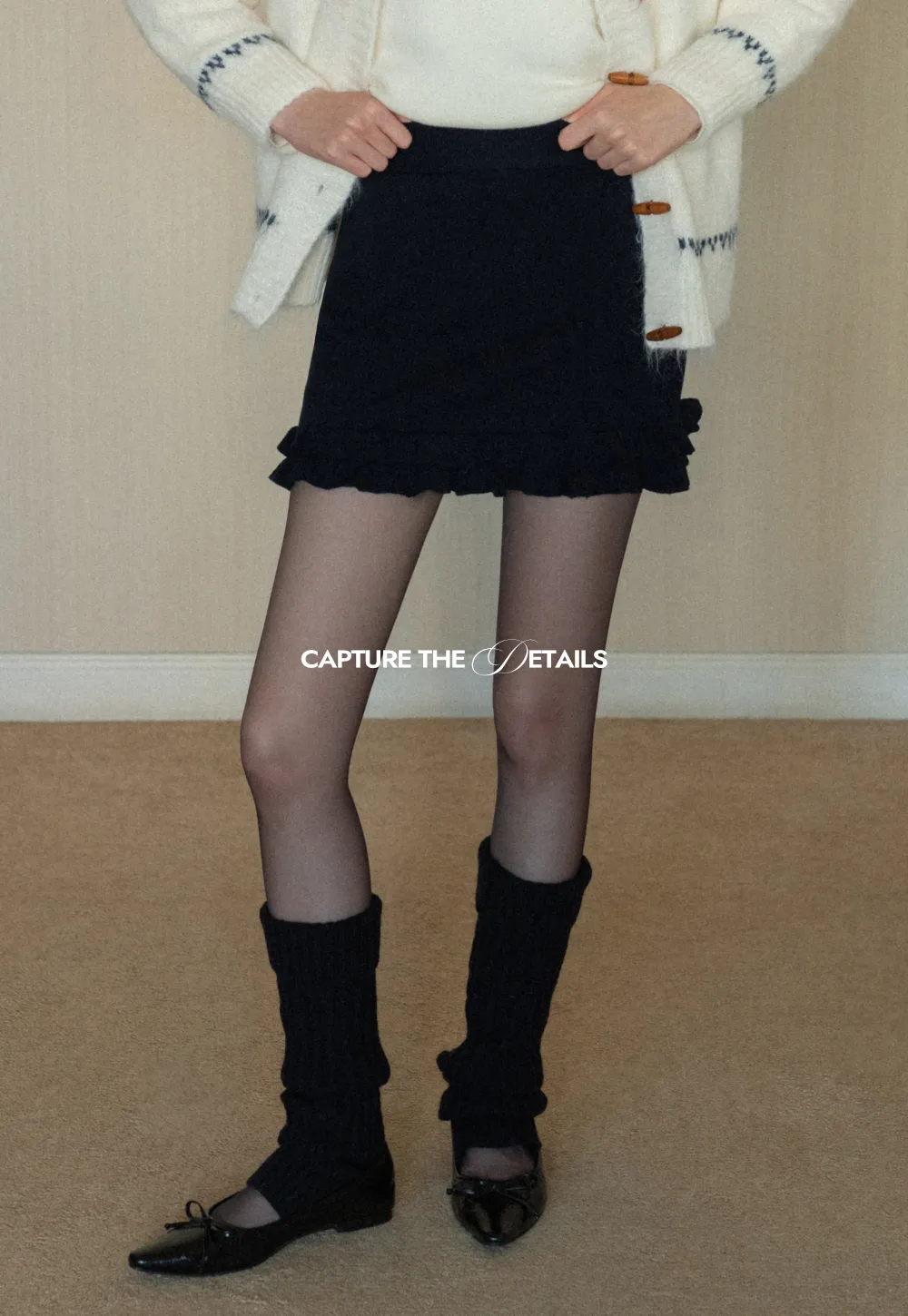 Ruffled Hem Knit Mini Skirt