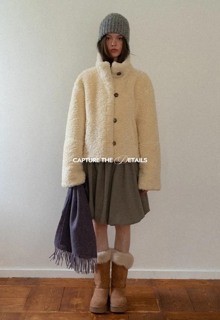 Dual-Wear Suede Patchwork Coat with Soft Teddy Fleece Lining