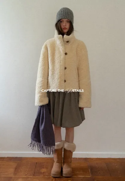 Dual-Wear Suede Patchwork Coat with Soft Teddy Fleece Lining