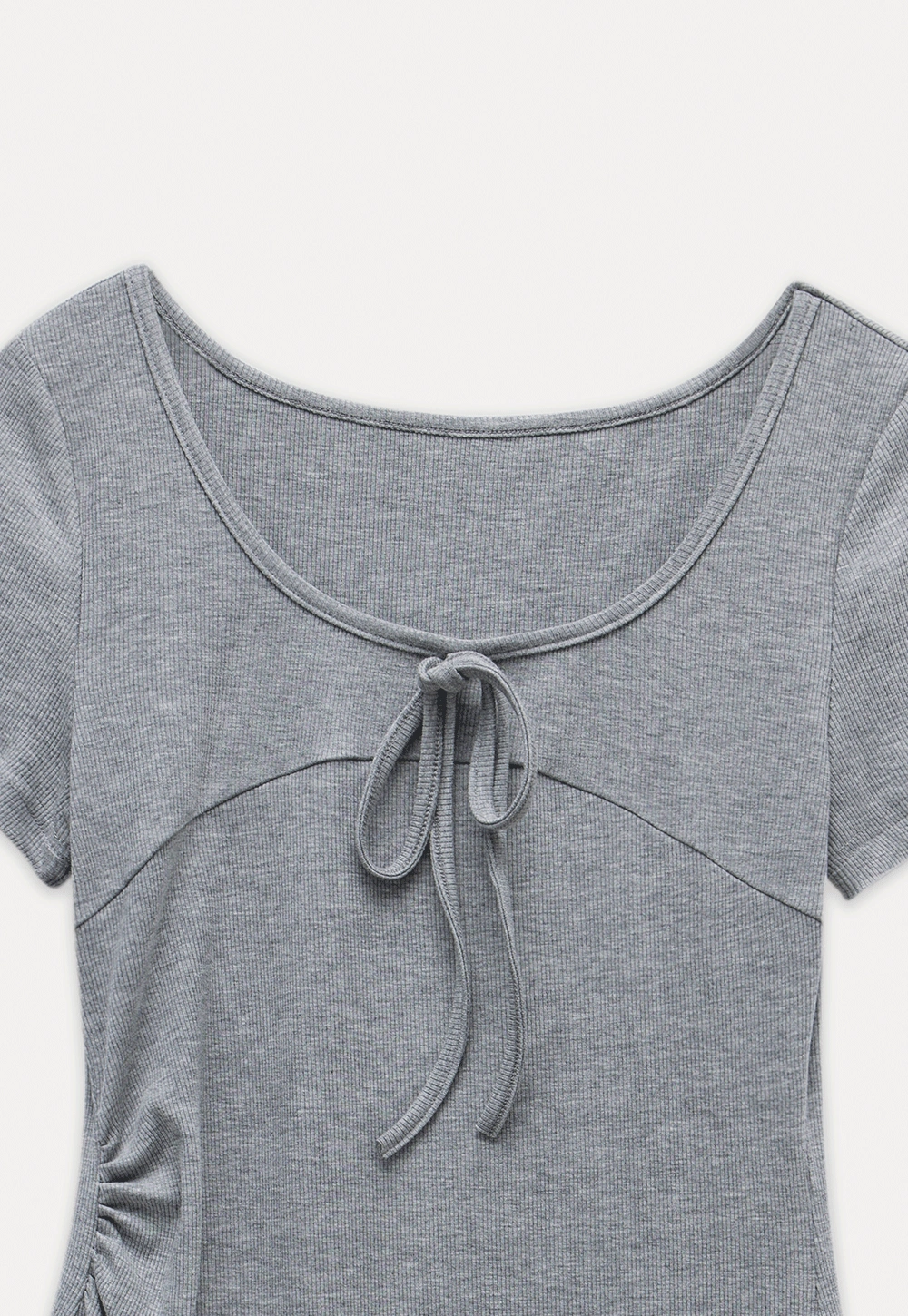 Bow Front Ruched Knit Mini Dress