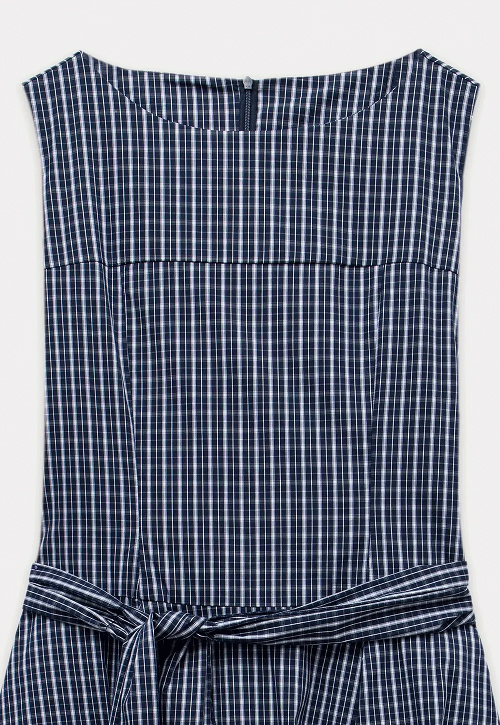 Sleeveless Gingham Belted Dress