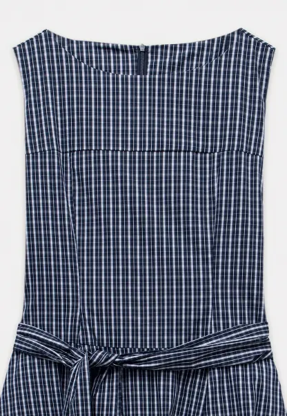 Sleeveless Gingham Belted Dress