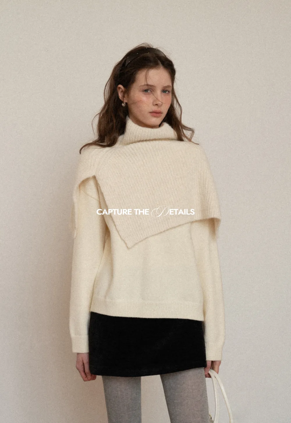 Layered Shawl Neck Knit Sweater