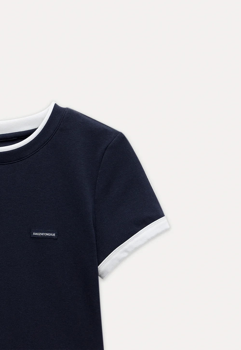 Women's Navy Ringer T-Shirt with Logo