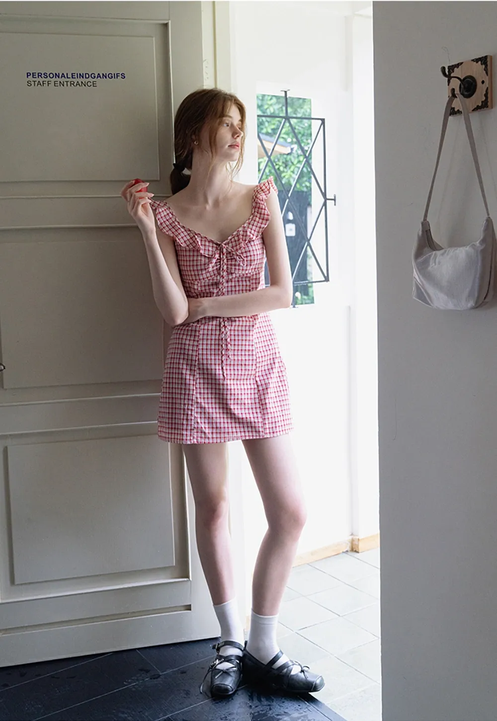 Women's Gingham Ruffle Mini Dress