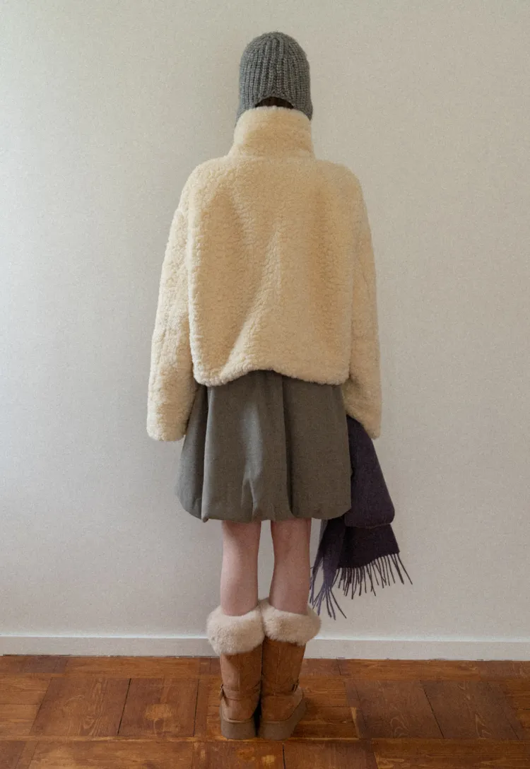 Dual-Wear Suede Patchwork Coat with Soft Teddy Fleece Lining