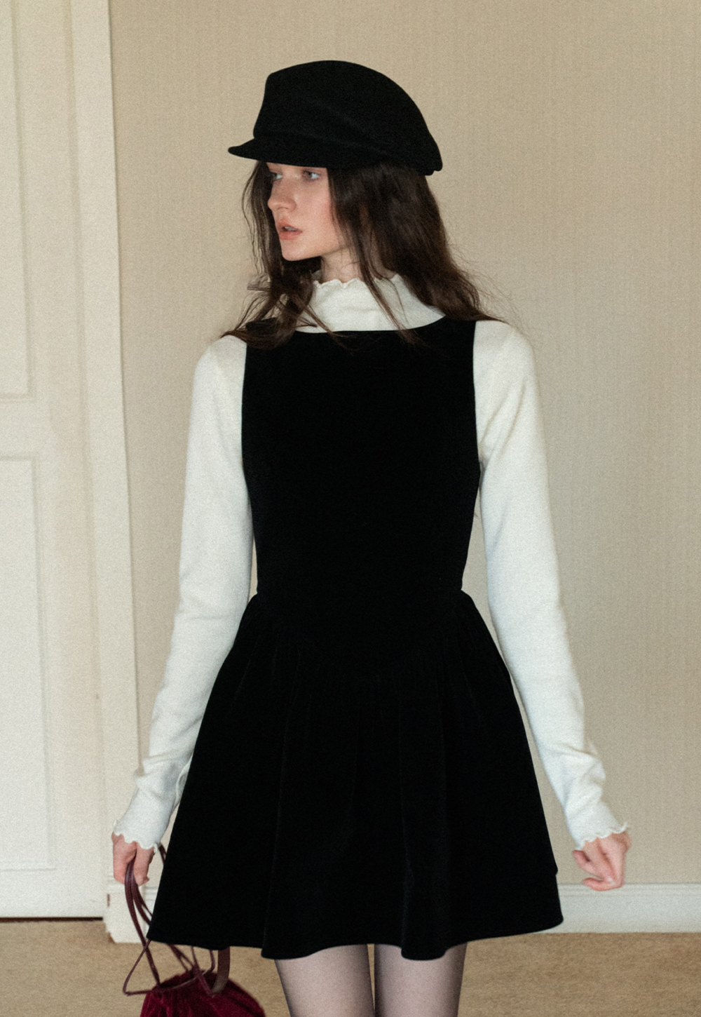 Chic Light Blue Ruffle Trim Turtleneck Sweater