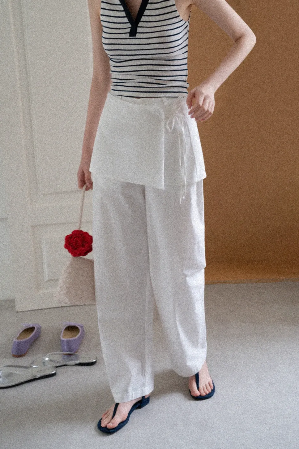 Women's Linen Pants with Detachable Flap