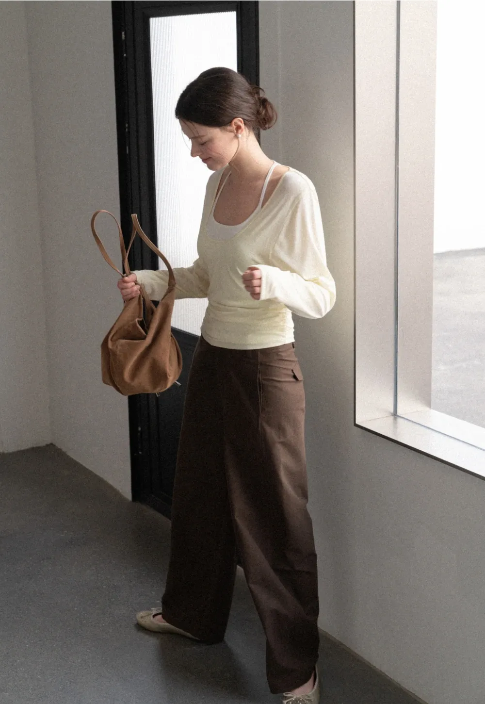 Women Scoop Neck Long Sleeve Basic Layering Top