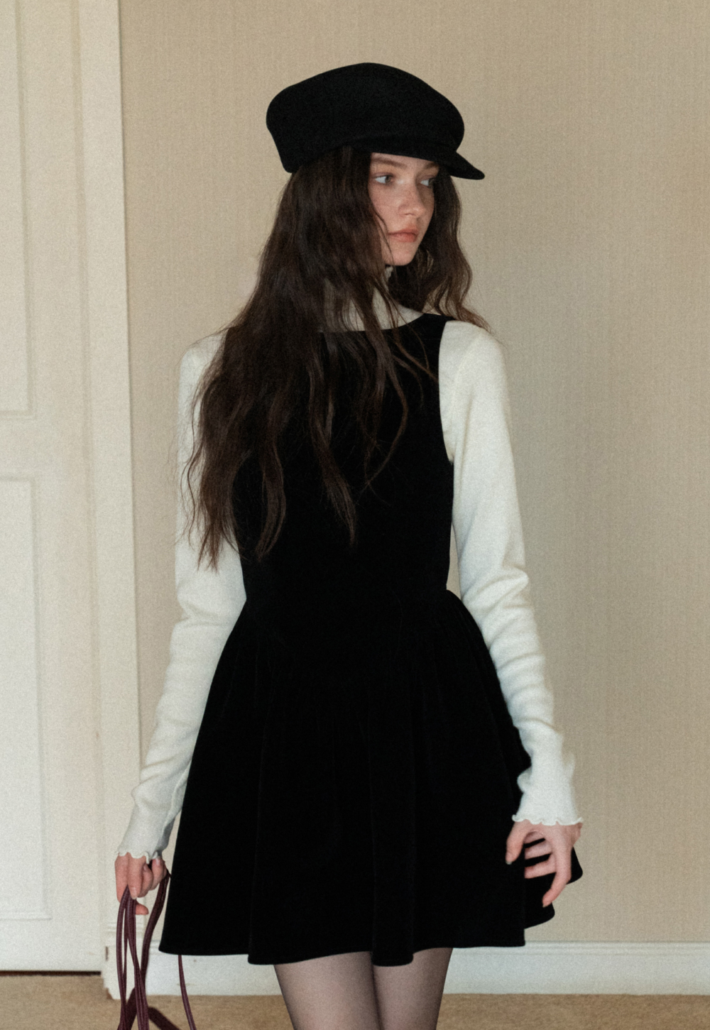 Chic Light Blue Ruffle Trim Turtleneck Sweater