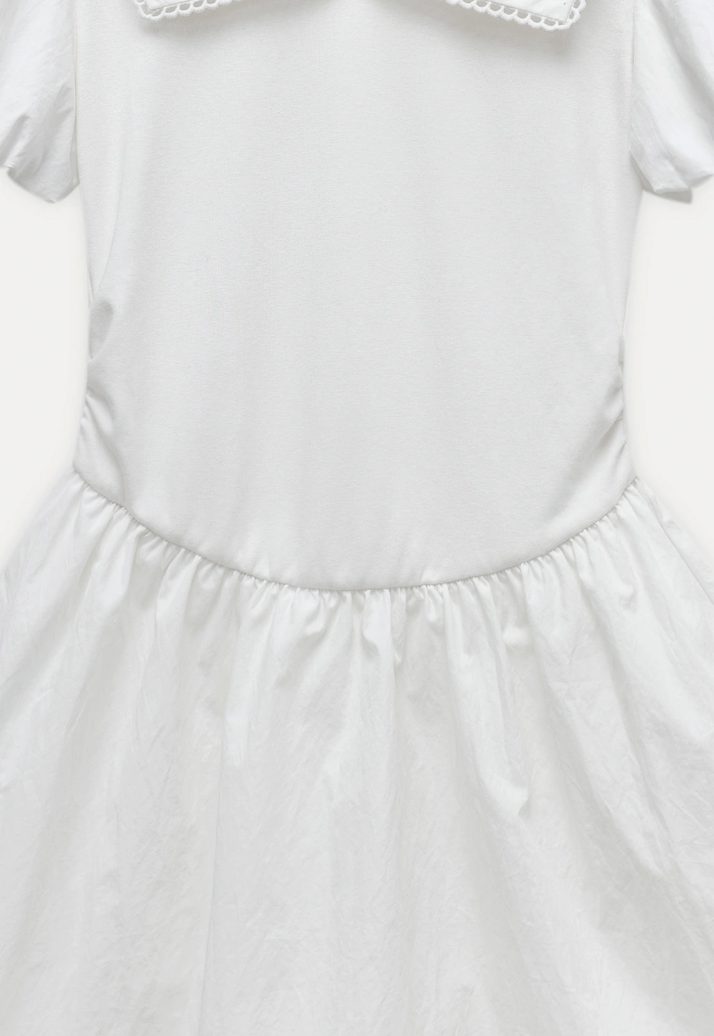 French V-Neck Puff Sleeve White Dress