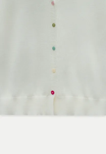 Women's V-Neck Knit Cardigan with Colorful Buttons