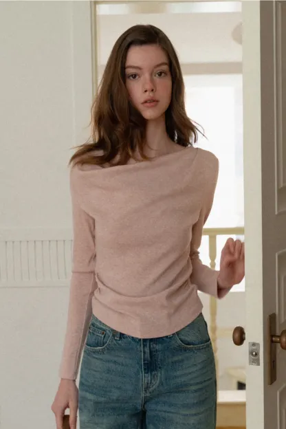 Womens Long Sleeve Drape Neck Top