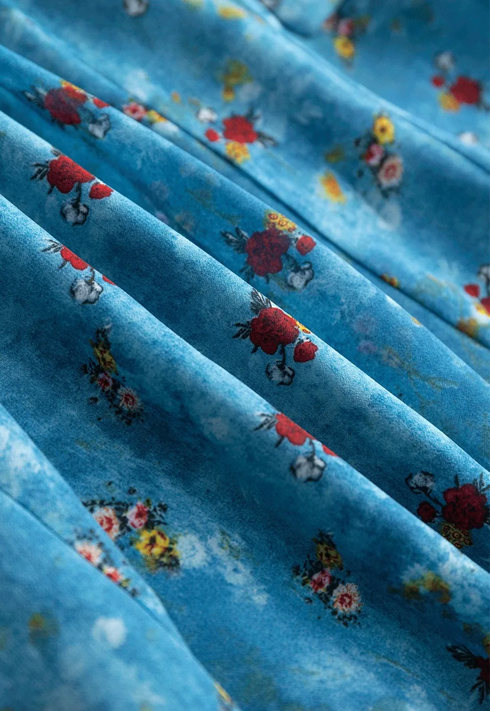 Retro Floral Sleeveless Midi Dress