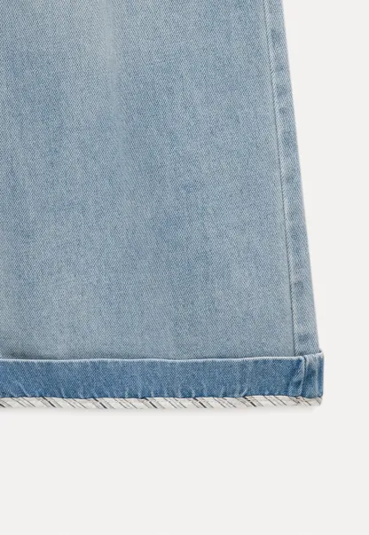 Women's High Waist Wide Leg Cropped Jeans with Belt