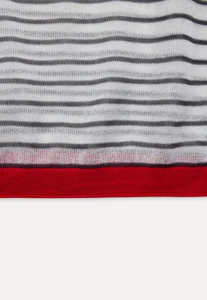 Women’s Striped Sheer Long Sleeve Knit Top