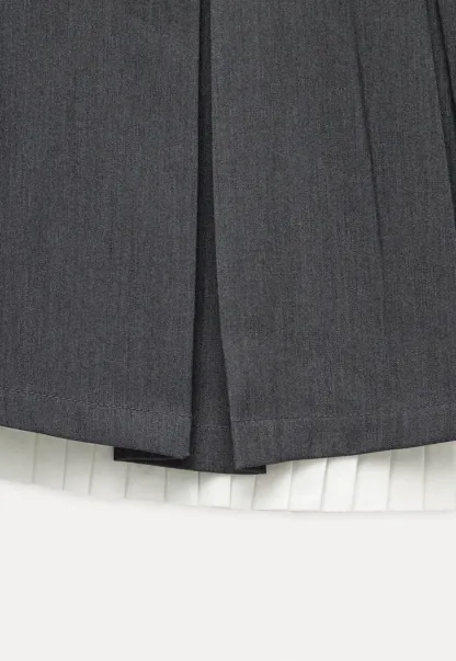 Pleated Layered Skirt Shorts with Belt