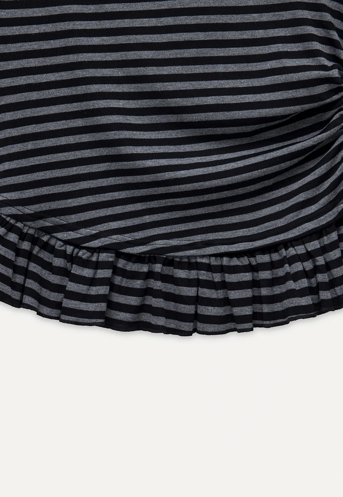 Women’s Striped Asymmetric Ruffle-Hem Tee