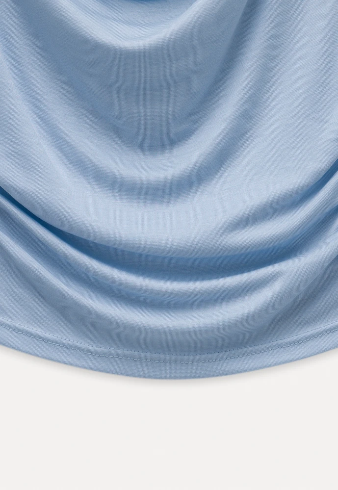Women’s Cowl Neck Lace-Back Ruched Tee