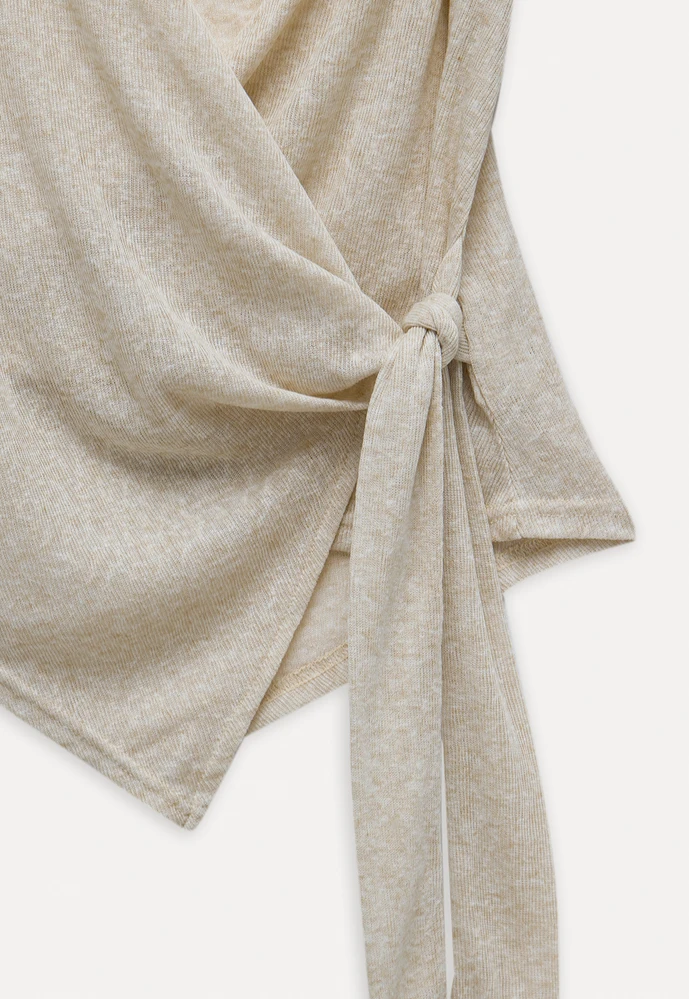 Wrap Tie Top & Tiered Cami Dress Set