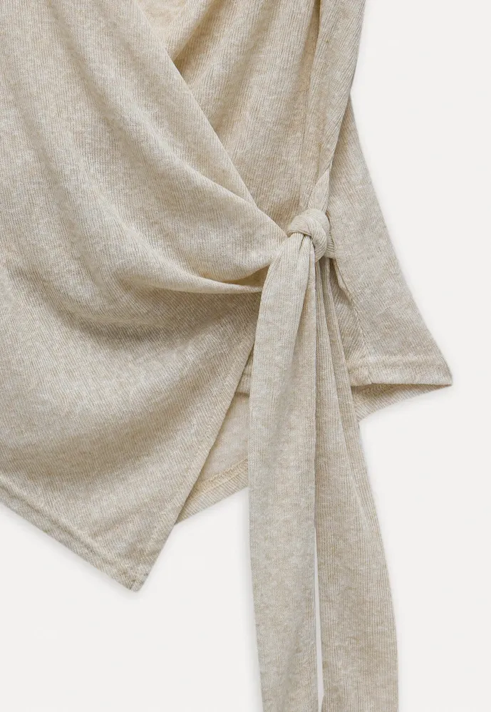 Wrap Tie Top & Tiered Cami Dress Set