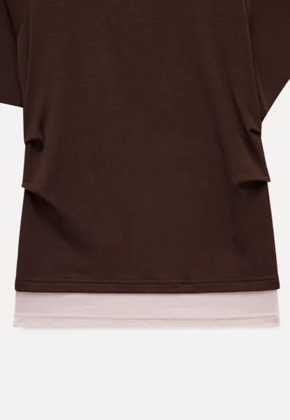 Women's Layered Boat Neck Long Sleeve Top