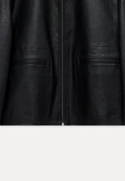 Women Faux Leather Zip-Up Jacket