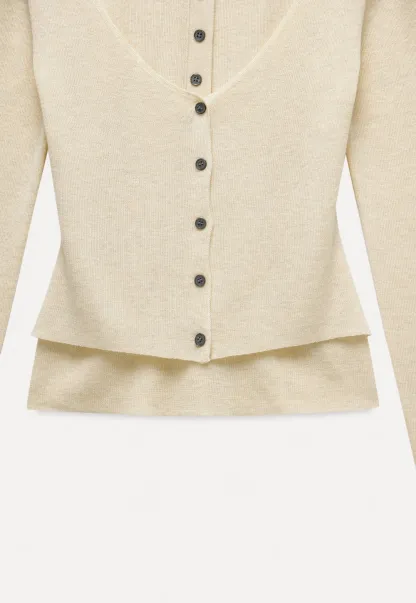 Cut-Out Button Long Sleeve Knit Top