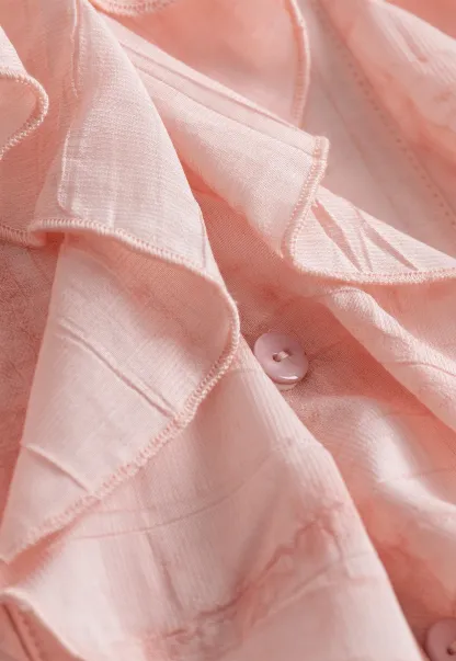 Womens Ruffle Chiffon Long Sleeve Blouse