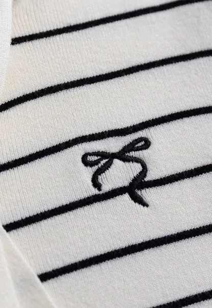 Womens Casual Striped Bow Knot Sweater