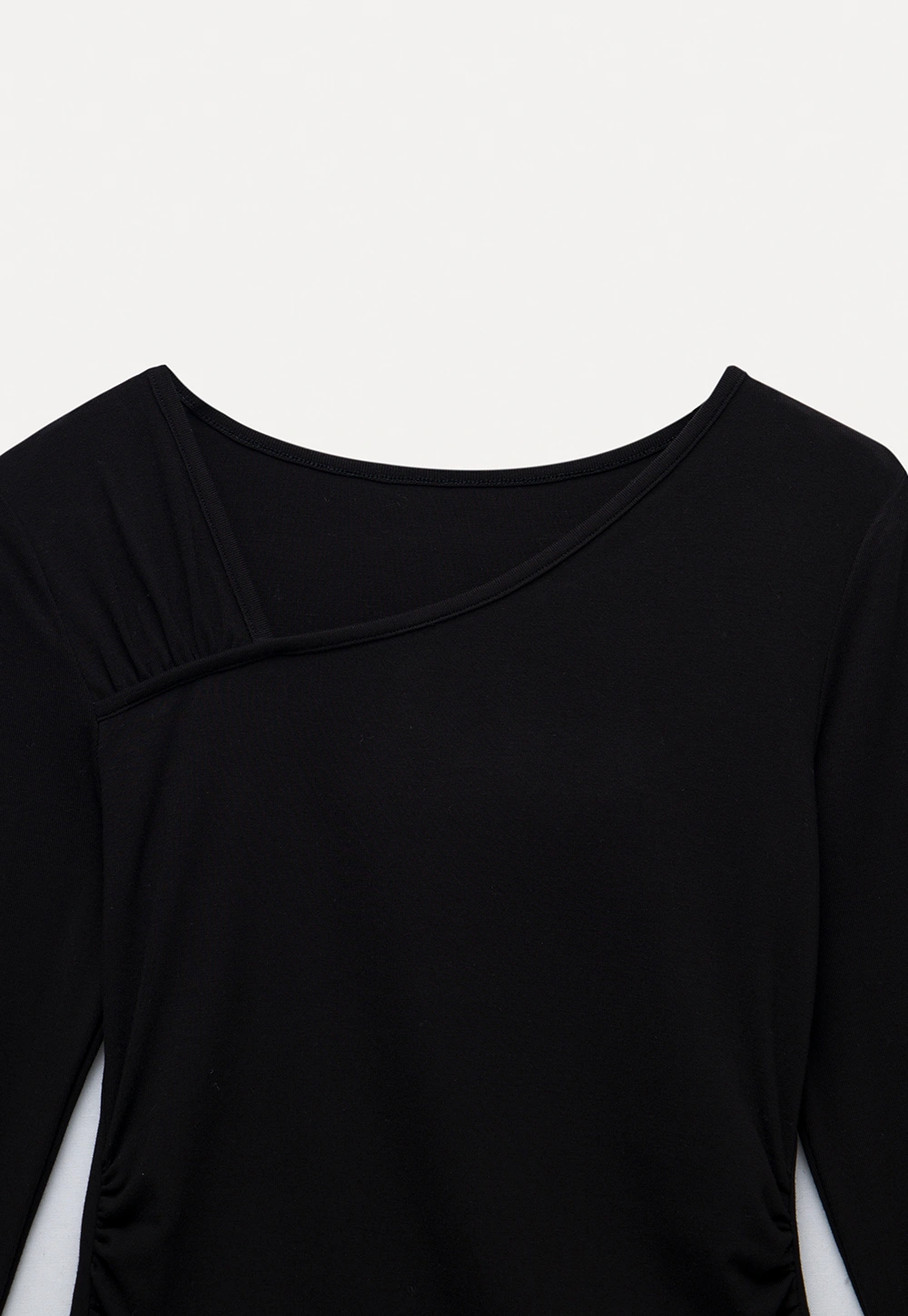 Womens Asymmetrical Neck Slim Fit Long Sleeve Top
