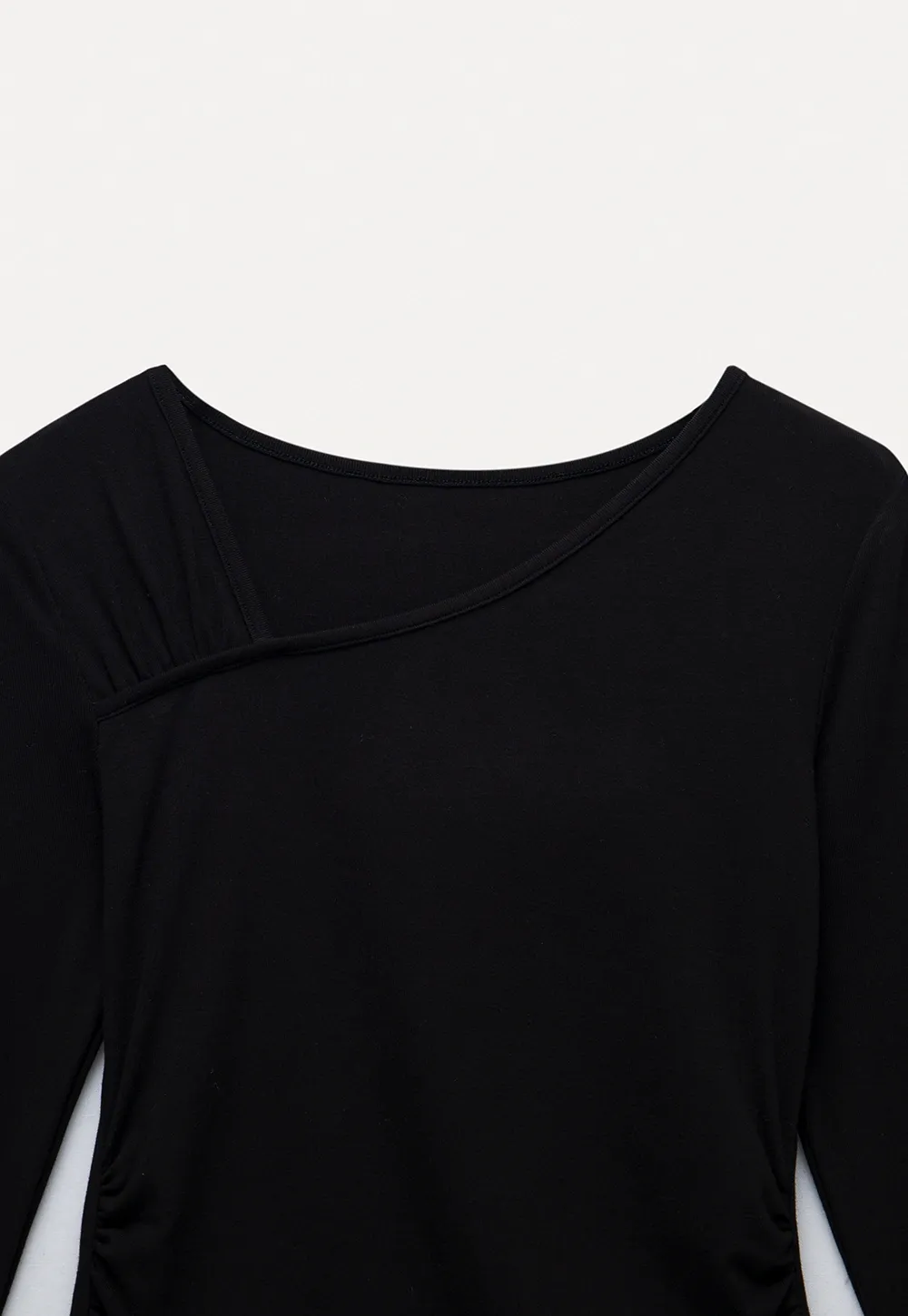 Womens Asymmetrical Neck Slim Fit Long Sleeve Top