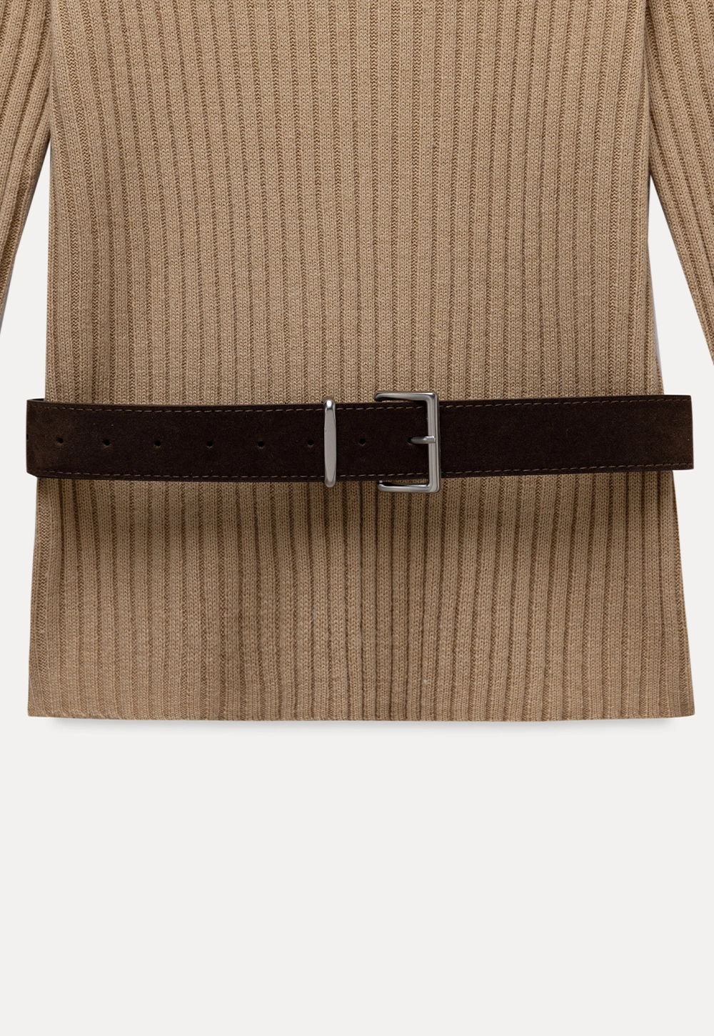 Womens Ribbed Crew Neck Long Sleeve Knit Top