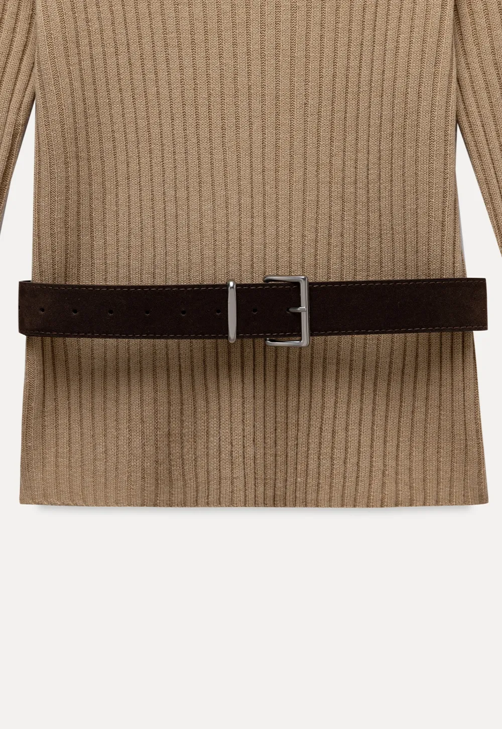 Womens Ribbed Crew Neck Long Sleeve Knit Top