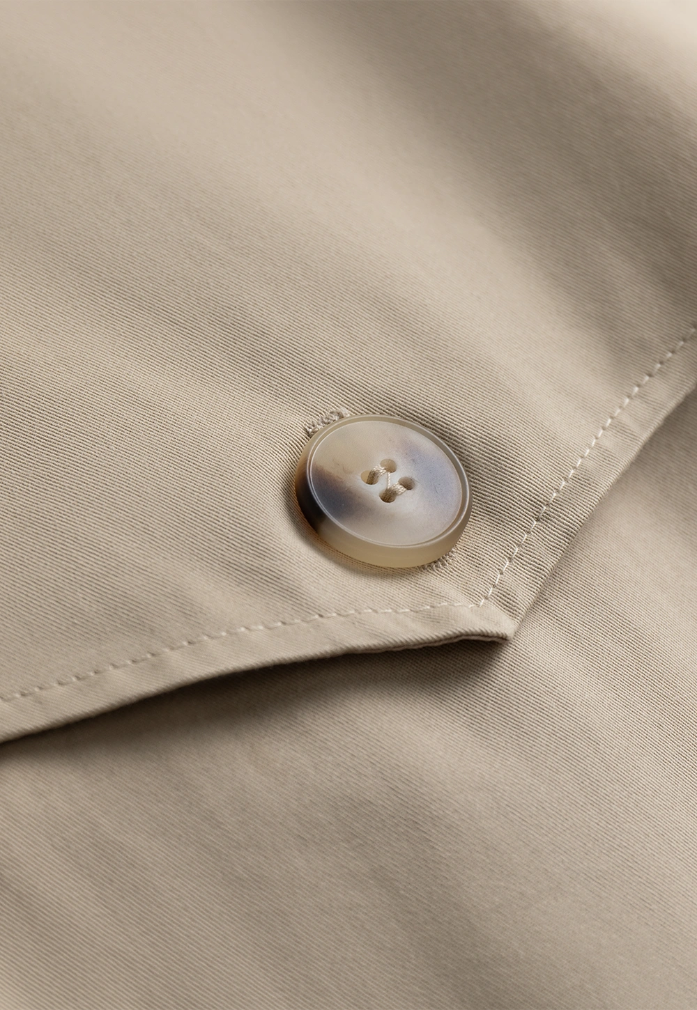 Womens Khaki High Neck Pleated Hem Trench Coat