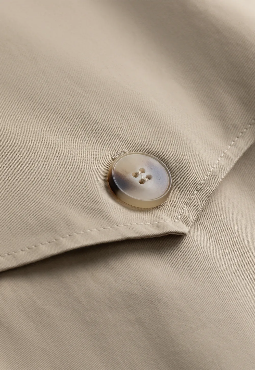 Womens Khaki High Neck Pleated Hem Trench Coat